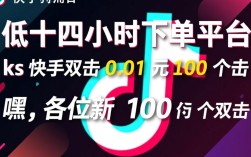 抖音快手双平台0.01元双击，24小时下单特惠服务