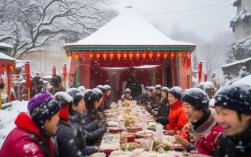 河南暴雪婚礼宾客雪中吃席