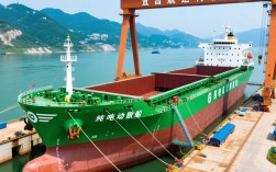 宜昌首艘万吨级纯电动散货船成功下水舾装