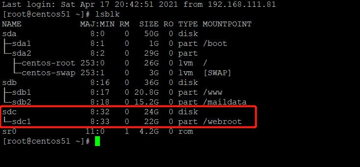 如何在CentOS 7中管理磁盘分区和挂载点？-图2