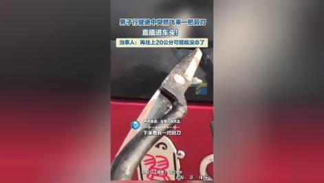 惊险瞬间！男子驾车途中遭遇剪刀从天而降直击车头-图1