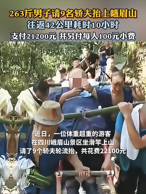 263斤壮汉花2万巨资，9名轿夫抬行峨眉山之旅-图3