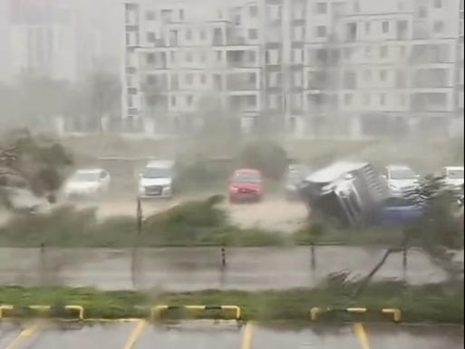 桦加沙暴席卷阳江，湖面狂涛树影摇曳-图2