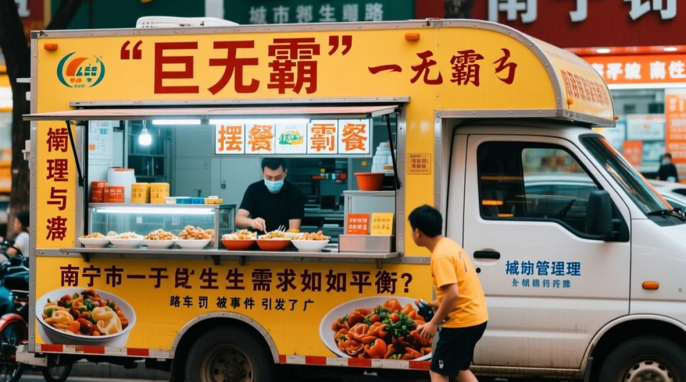 南宁巨无霸摆摊餐车违规上路遭遇罚款-图1