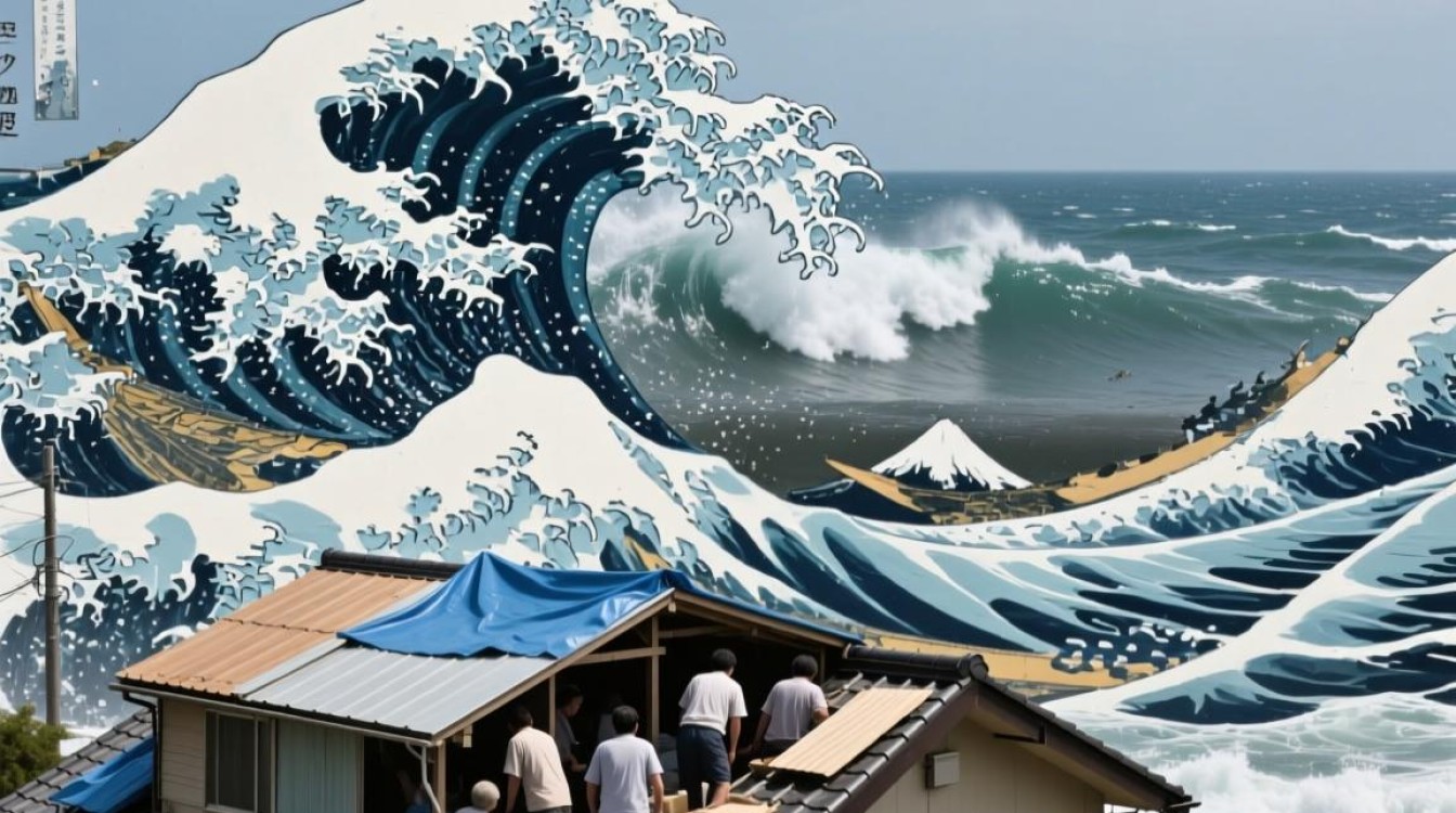 日本海啸惊魂，民众紧急集结屋顶避难-图1