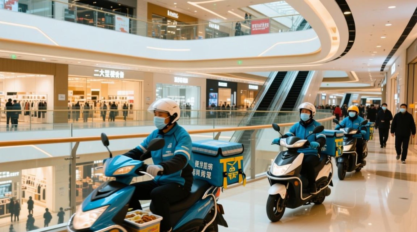 商场内惊现外卖骑手骑车取餐现象-图1