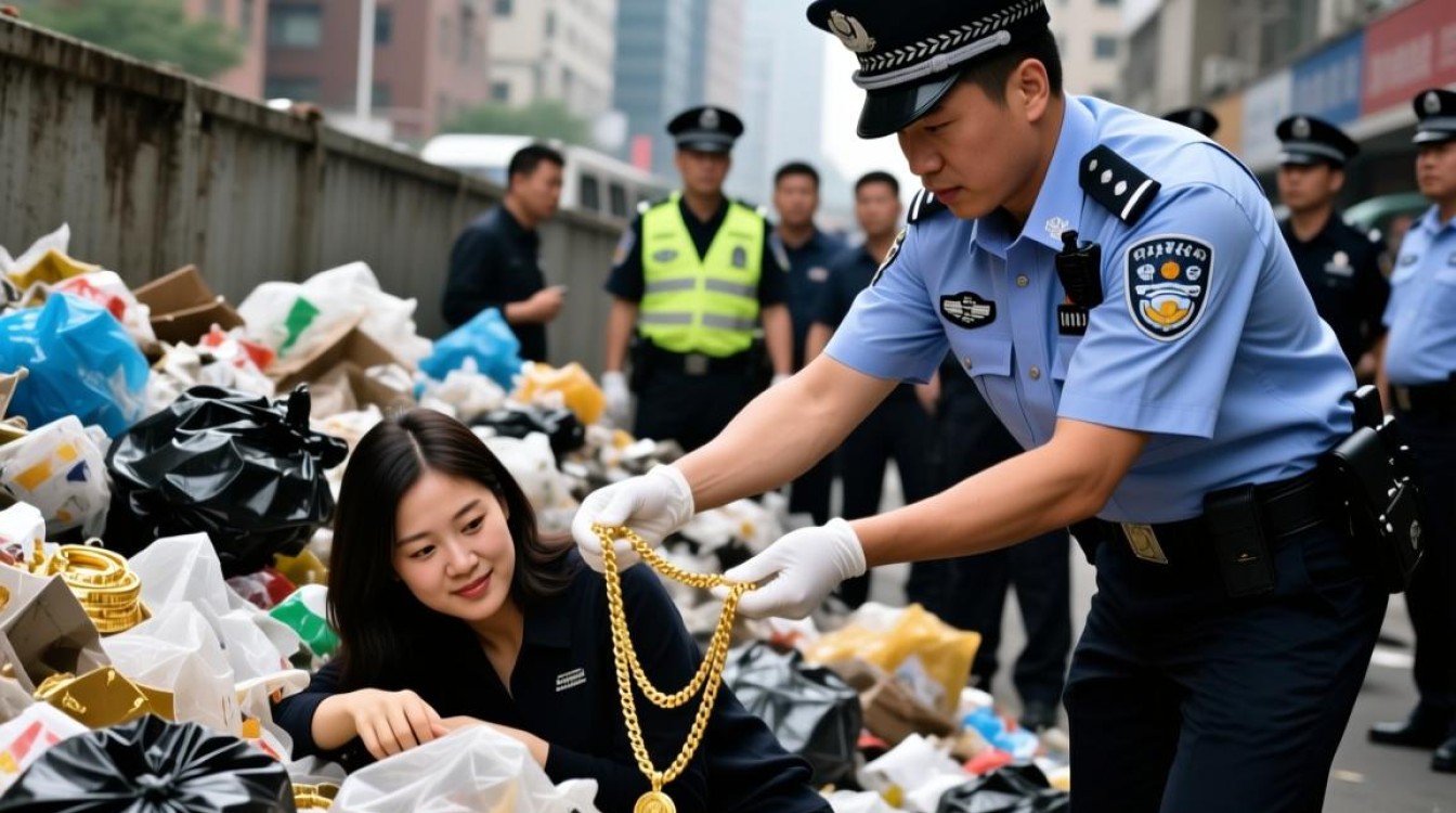 民警翻三吨垃圾助失主找回丢失金项链-图1 民警翻三吨垃圾助失主找回丢失金项链-图1