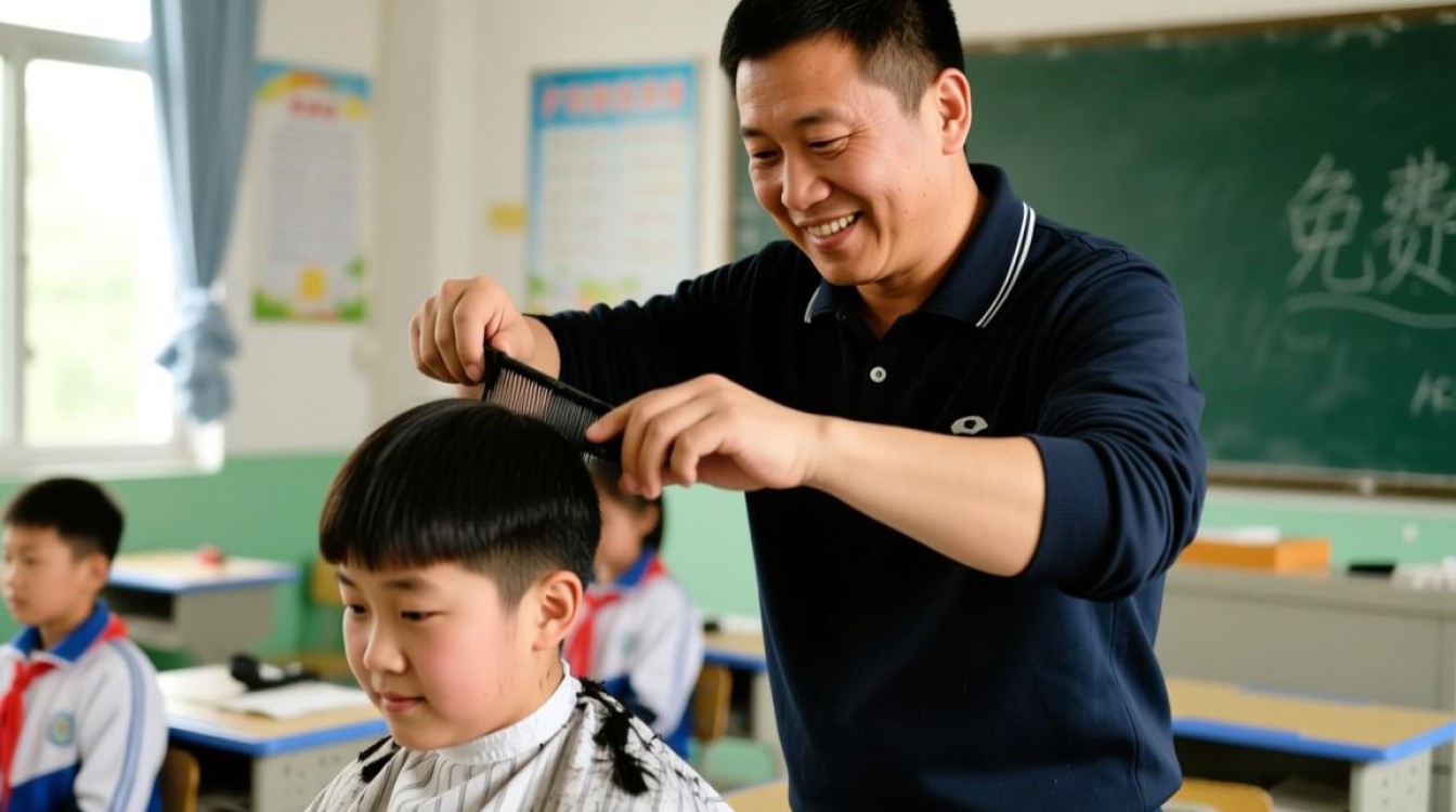 体育老师跨界技艺，为学生免费提供专业理发服务-图1