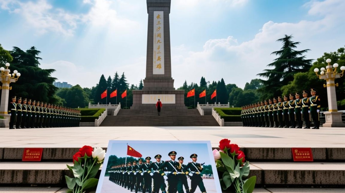长沙会战碑前九三阅兵影像再现-图1