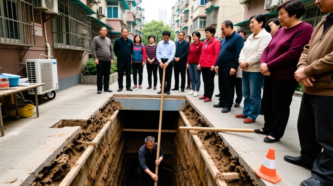 上海居民地下室挖掘意外形成数米深坑事件-图2
