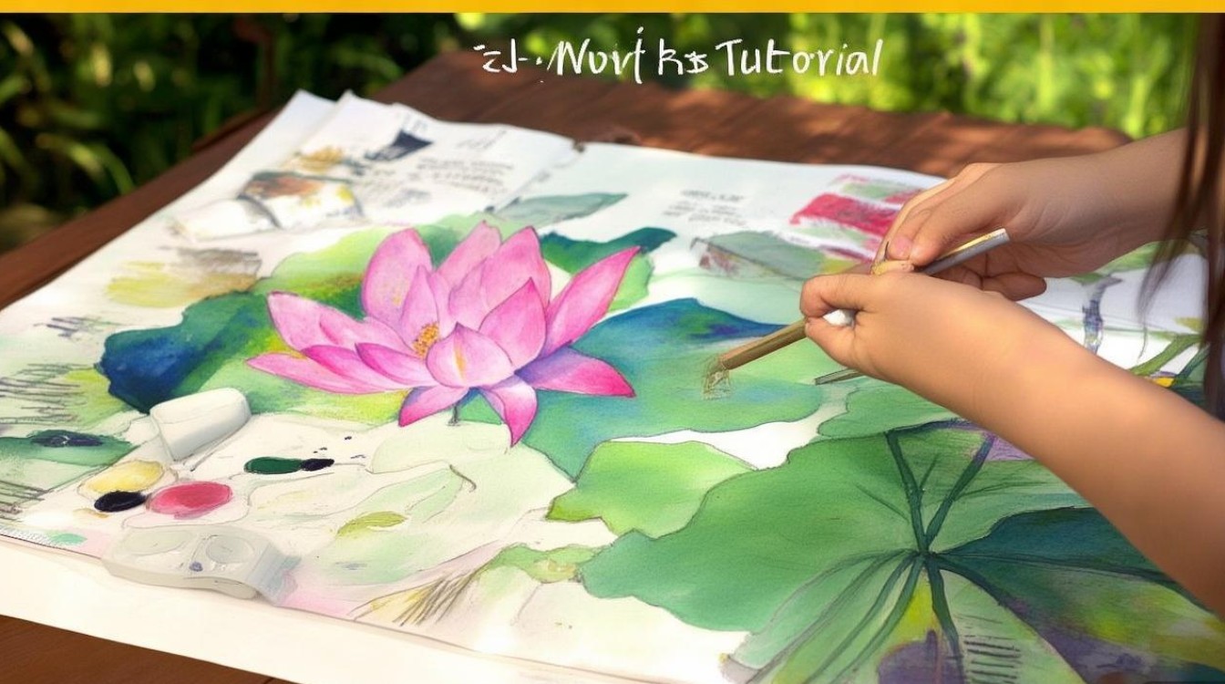 荷花荷叶绘画教程，新手如何轻松掌握画法技巧？-图1