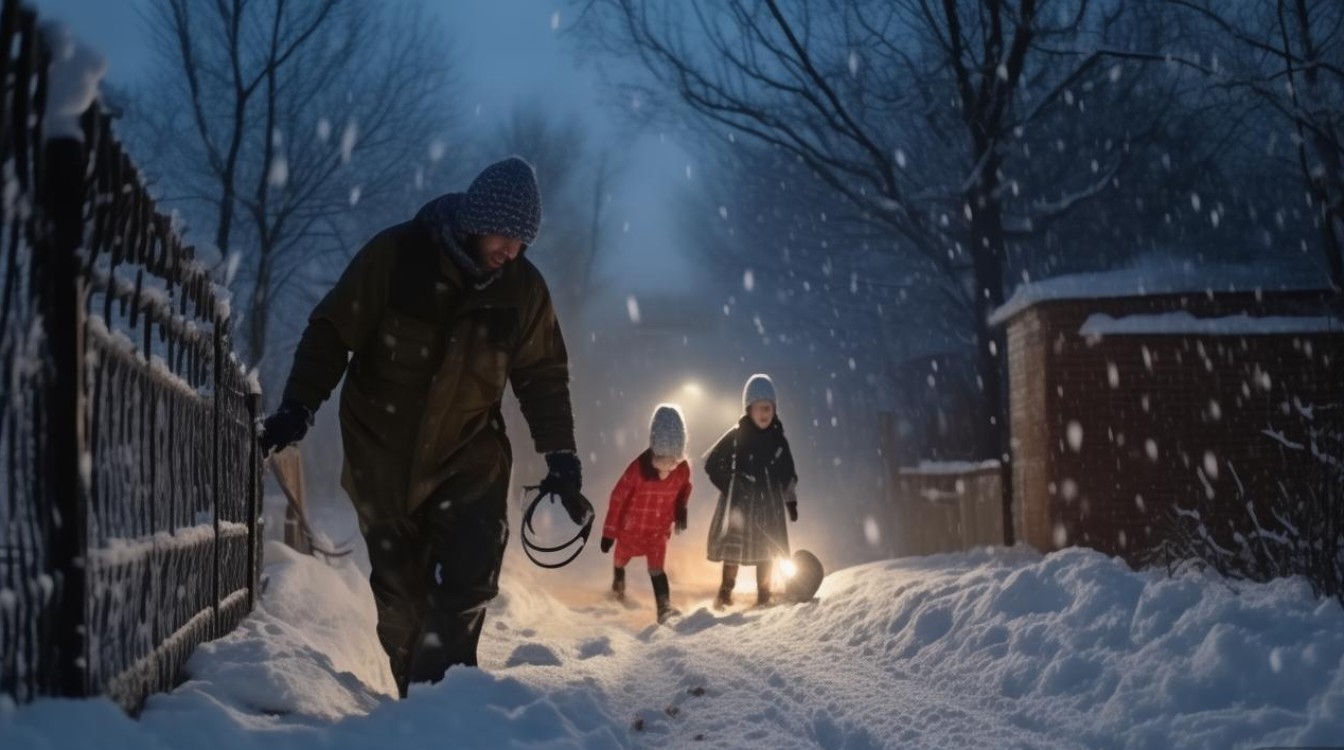 暴风雪封路父母铲5小时雪送女儿返校-图1