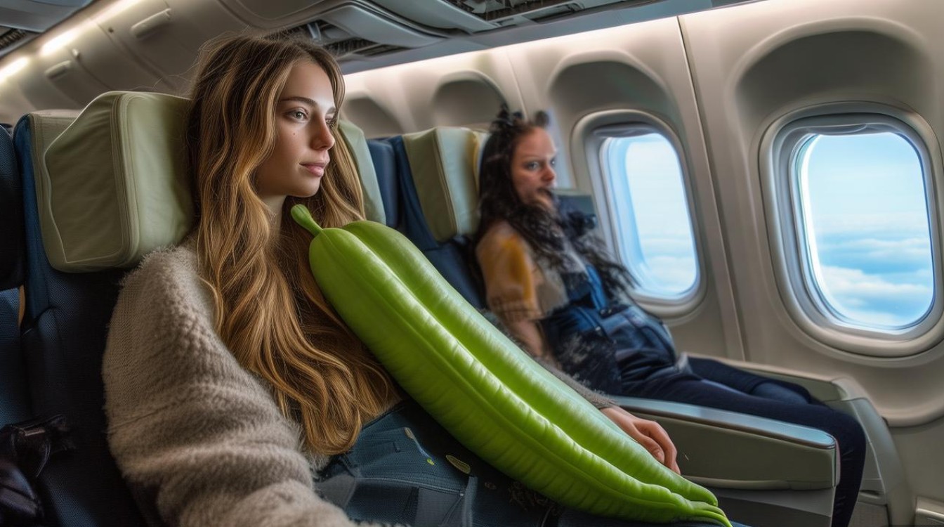 女子带1米长巨大豆荚坐飞机引围观-图1